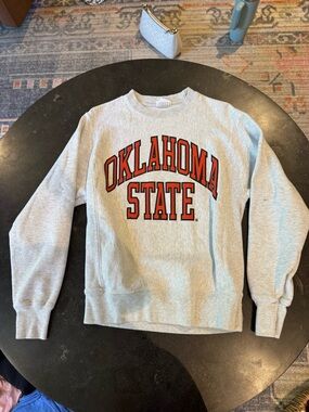 Champion Gray Oklahoma State Crewneck Sweatshirt with Orange & Black Logo